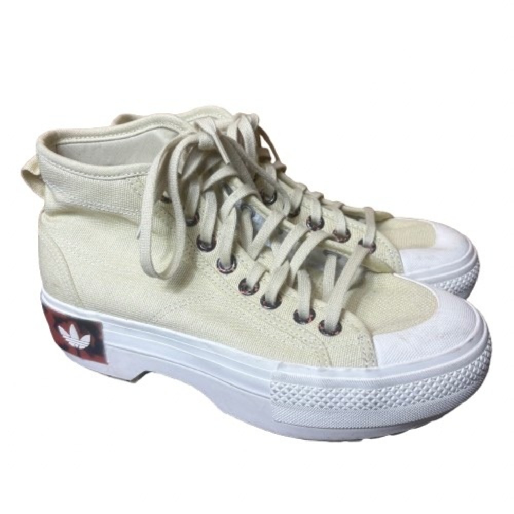 Adidas Originals Nizza Trek Shoes Sandy Beige Platform Mid Top Sneakers Womens 7